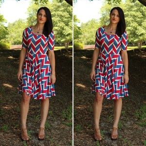 Lularoe Nicole dress red white and blue M
